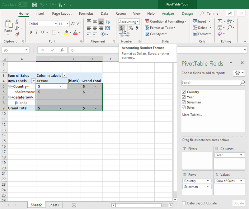 Erstellung von Excel-Berichtsvorlagen mit Pivottabelle.