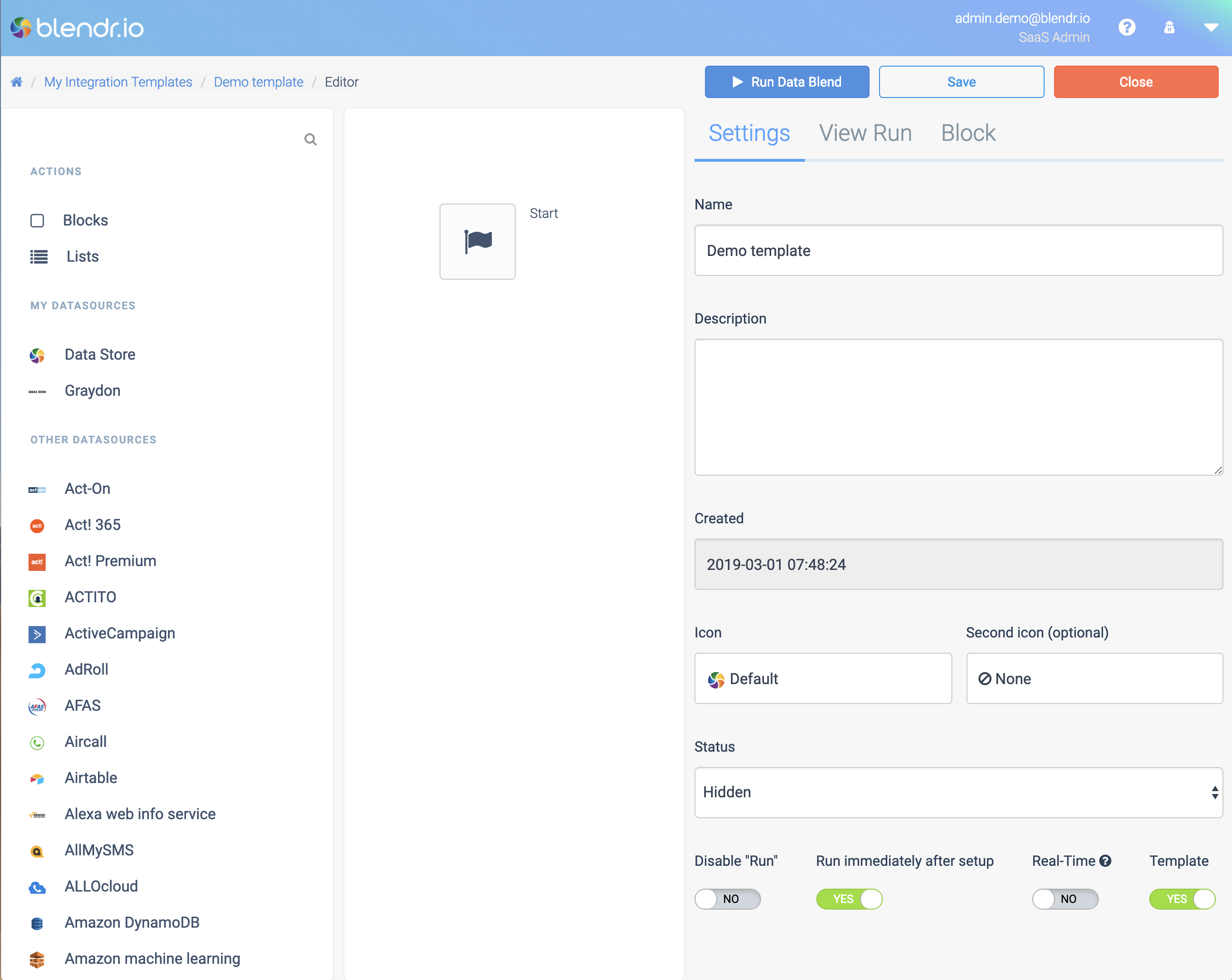 The new automation editor, with a pane of options and settings on the right side.