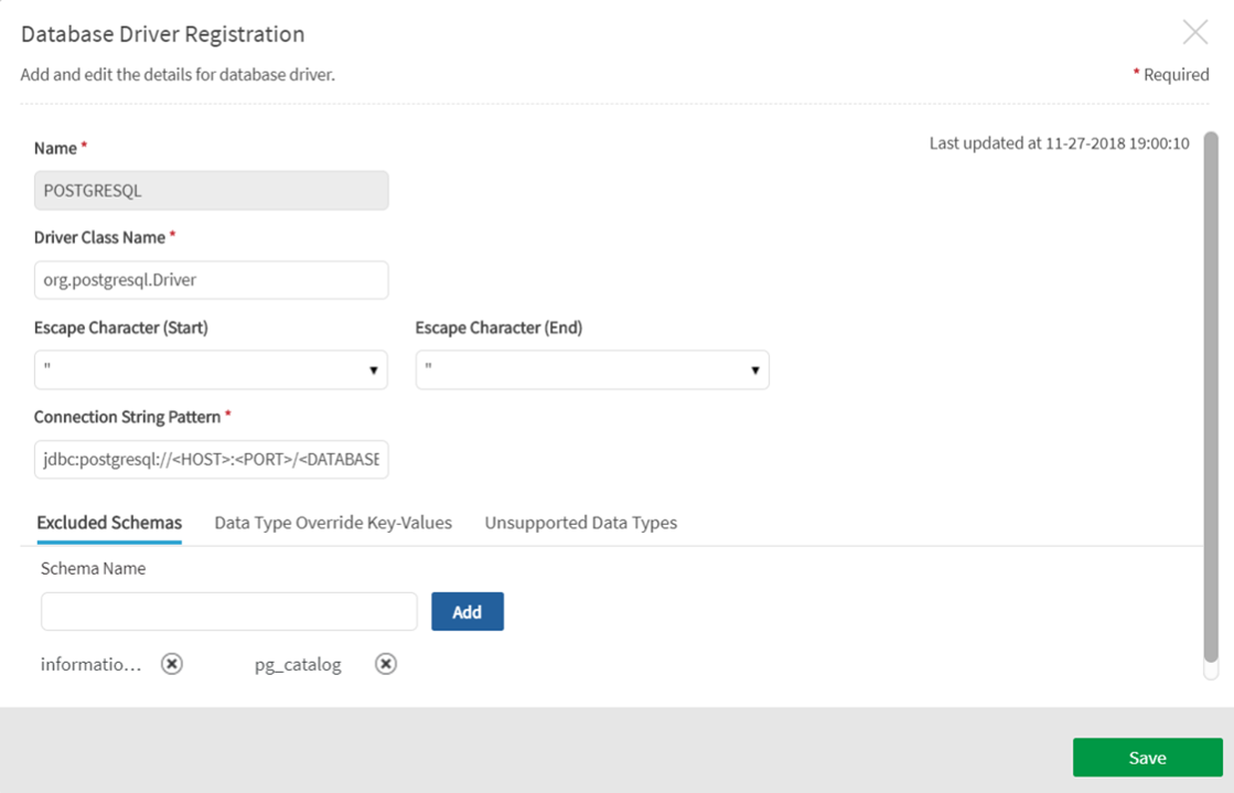 Click to view full size Add and edit the details for the database driver