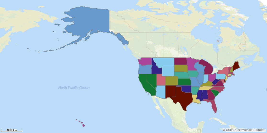 A map of states, simplified to load faster and look better.