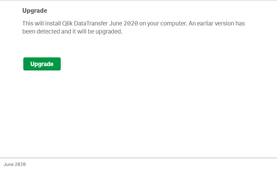 Upgrade QlikDataTransfer window