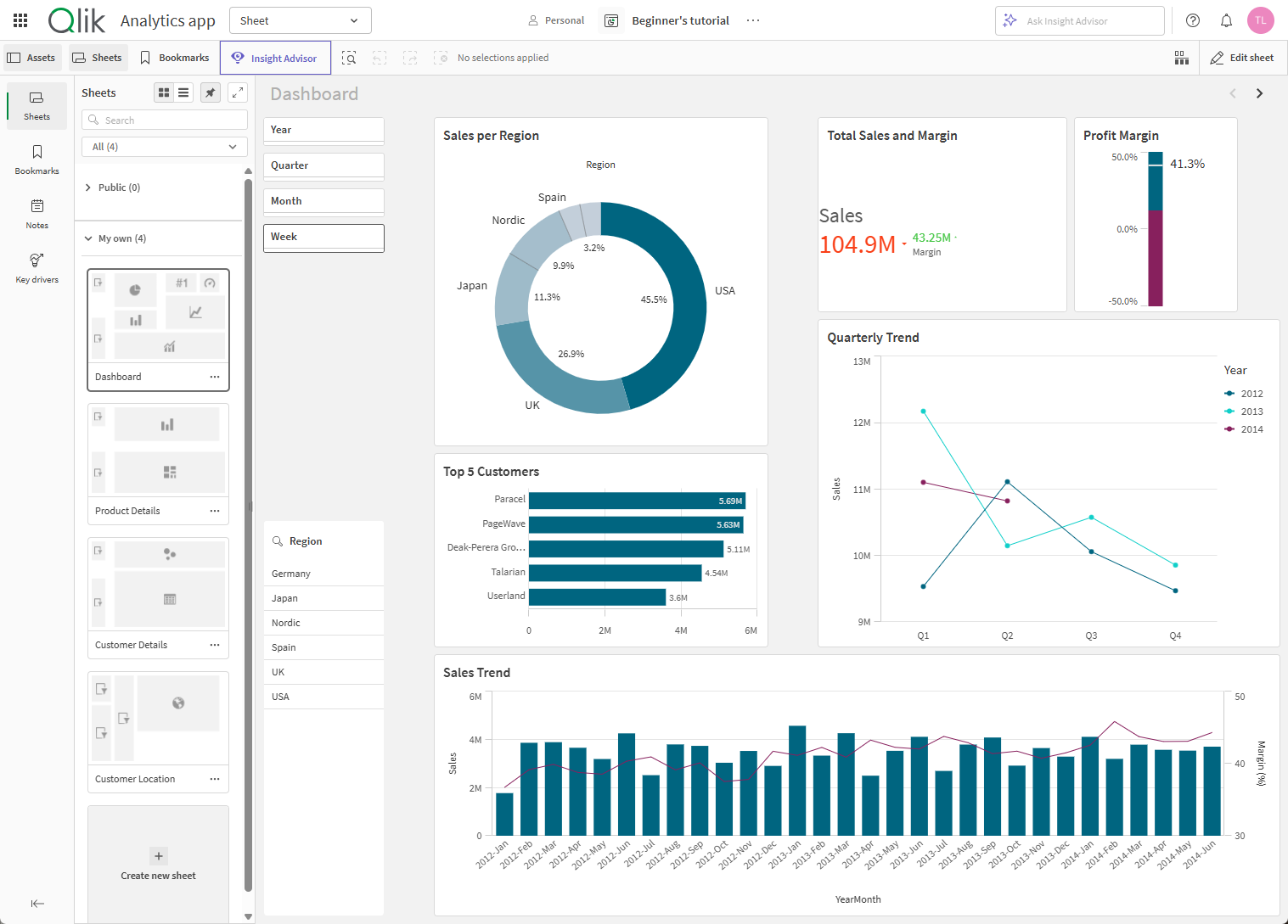 Sheet view in an app