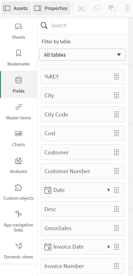 Asset panel in advanced edit mode.