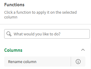 Using the functions list to rename a column