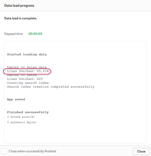 Data load progress window.