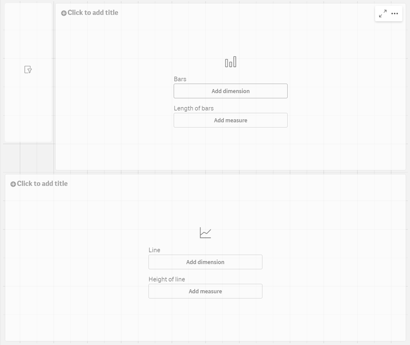 Qlik Sense sheet with empty charts