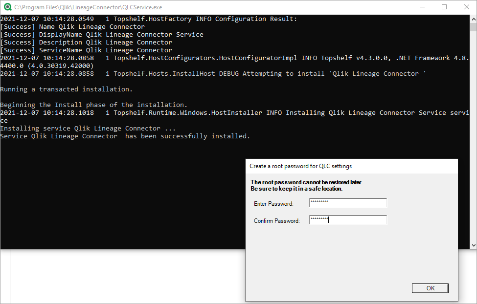 Create a root password for QLC settings