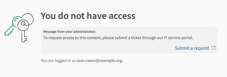 Example of a customized access request message.