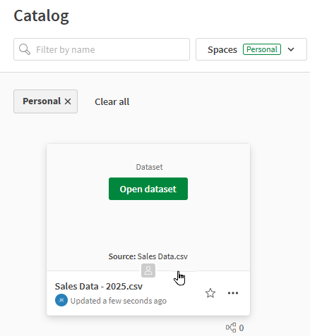 Click to view full size Catalog general view showing both the name of a dataset and its underlying data file