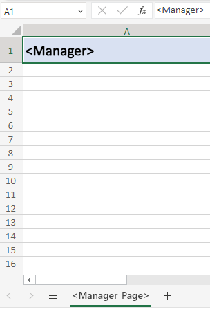 Page and field tags inserted into the template