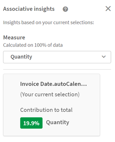 Measure selection and included values.