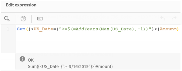 Dollar-sign expansion preview in expression editor.