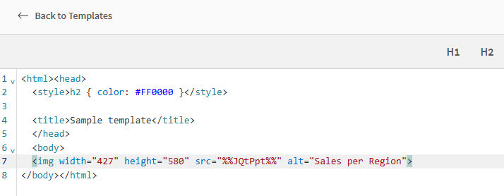 Chart image element added to report template