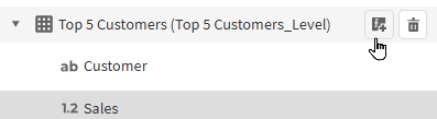 Click to view full size Cropped image showing the icon to add a calculated field, which appears when hovering over a level you have created in the 'Field List' menu
