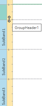 Image showing the location in the designer where you can drag to resize part of the GroupHeader band