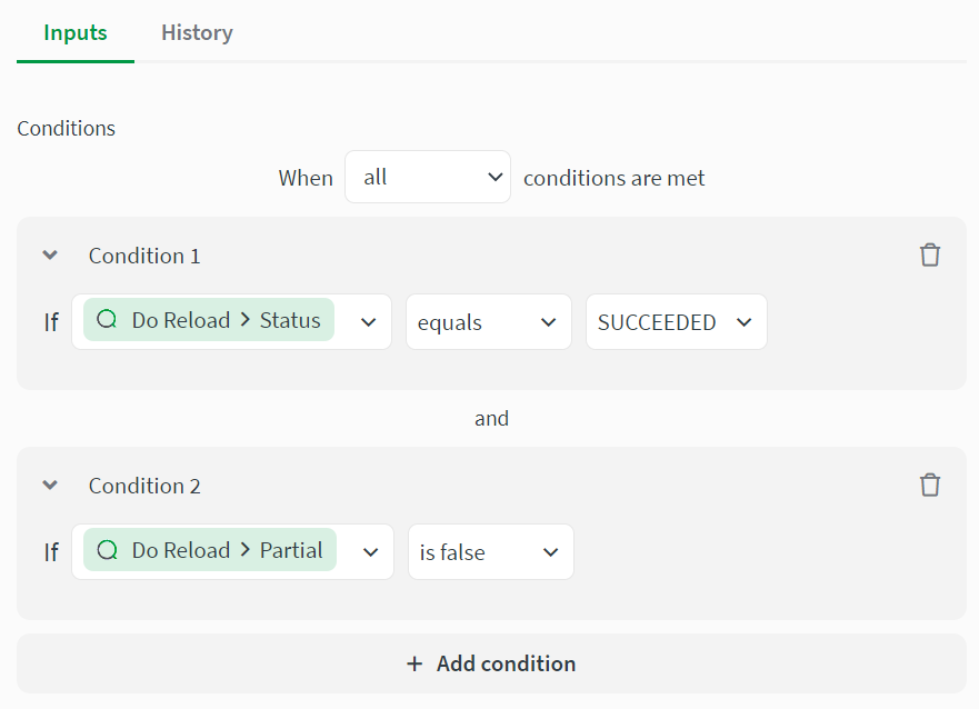 Multiple conditions on condition block