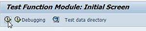 Test Function Module dialog with Debugging option selected