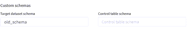Custom schema with the original schema name selected