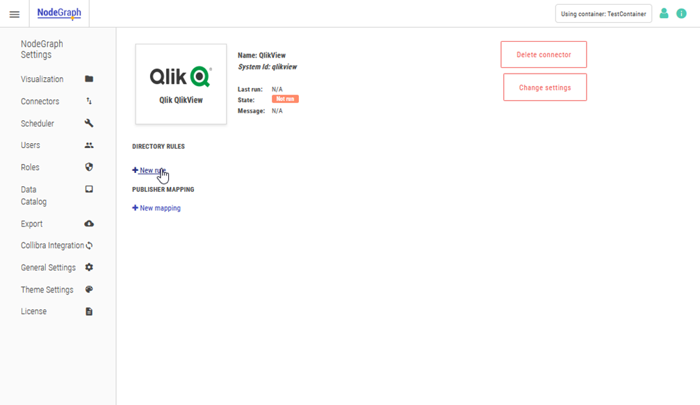 Click to view full size The QlikView connector settings. "New Rule" is selected.