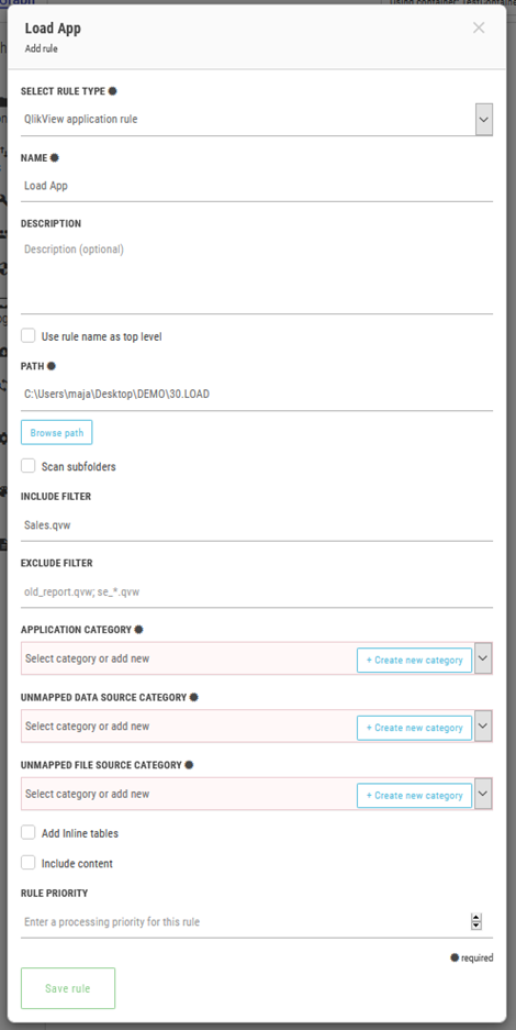 Click to view full size Adding a new rule.