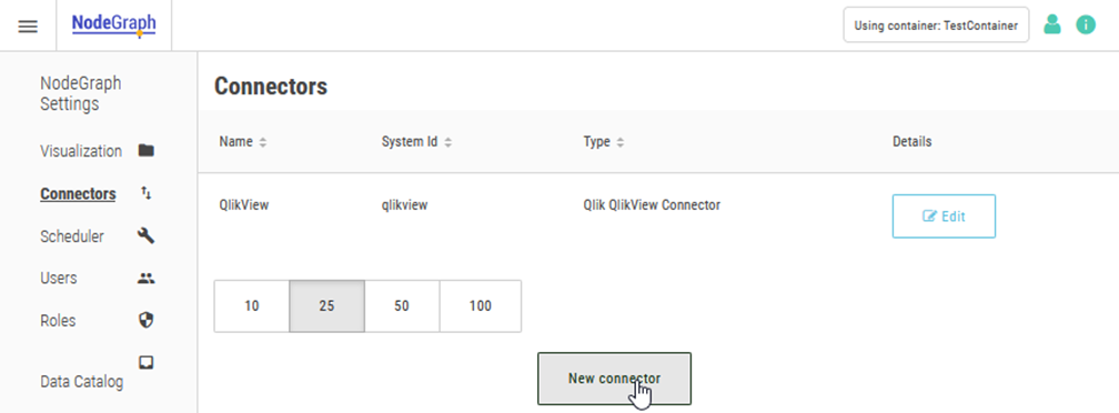 Click to view full size Adding a new connector on the Connectors page.