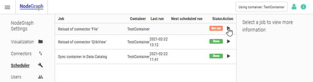 Click to view full size Executing the reload of connector 'File' in the Scheduler.