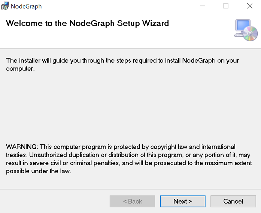 Click to view full size The NodeGraph setup wizard.
