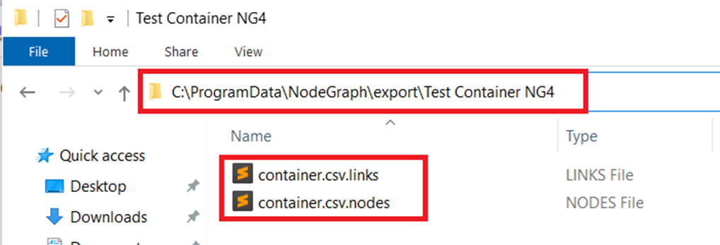 Click to view full size Exported links and nodes are found in individual files in the NodeGraph Export folder.