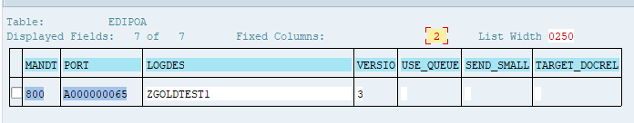 Data browser showing table EDIPOA
