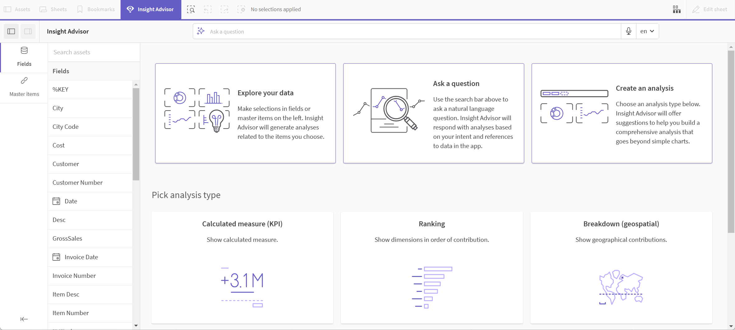 Fare clic per visualizzare a dimensioni complete Insight Advisor.