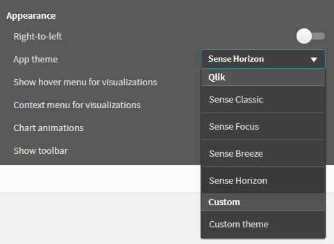 Fare clic per visualizzare a dimensioni complete Menu a discesa Tema app.