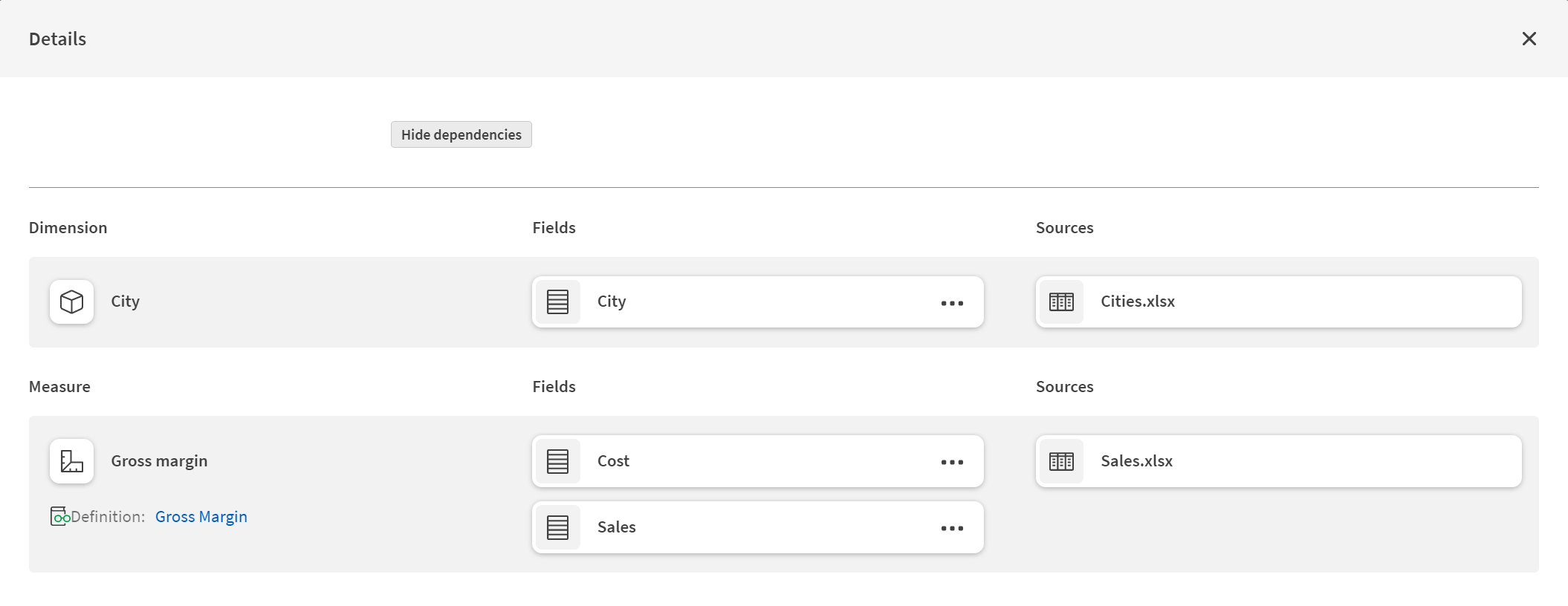 소스 필드를 보여 주는 종속성 이미지