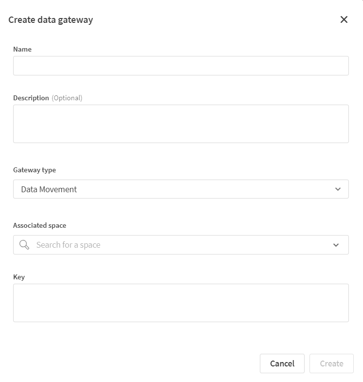 데이터 게이트웨이 만들기를 위한 대화 상자 이미지