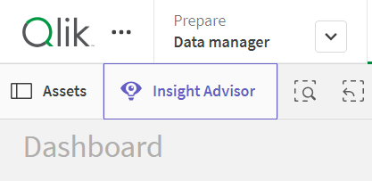 Klik om op volledige grootte te bekijken De knop Insight Advisor voor het openen van Insight Advisor.