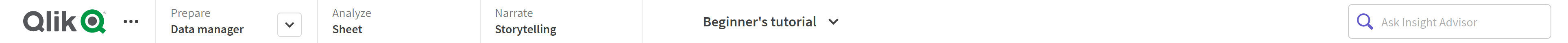Clique para ver em tamanho grande Barra de navegação no Qlik Sense Enterprise.