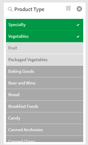 Klicka för att visa i full storlek När Specialty är valt blir vissa värden alternativa (ljusgrå) och vissa blir uteslutna (mörkgrå).