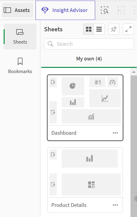 单击以查看完整尺寸 An open assets panel showing the sheets in the app.