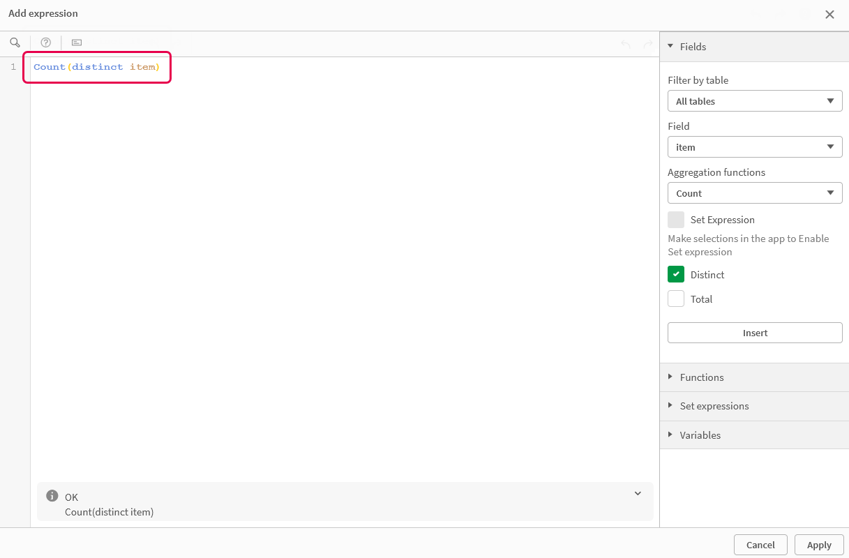 按一下以檢視完整大小 新增運算式視窗。